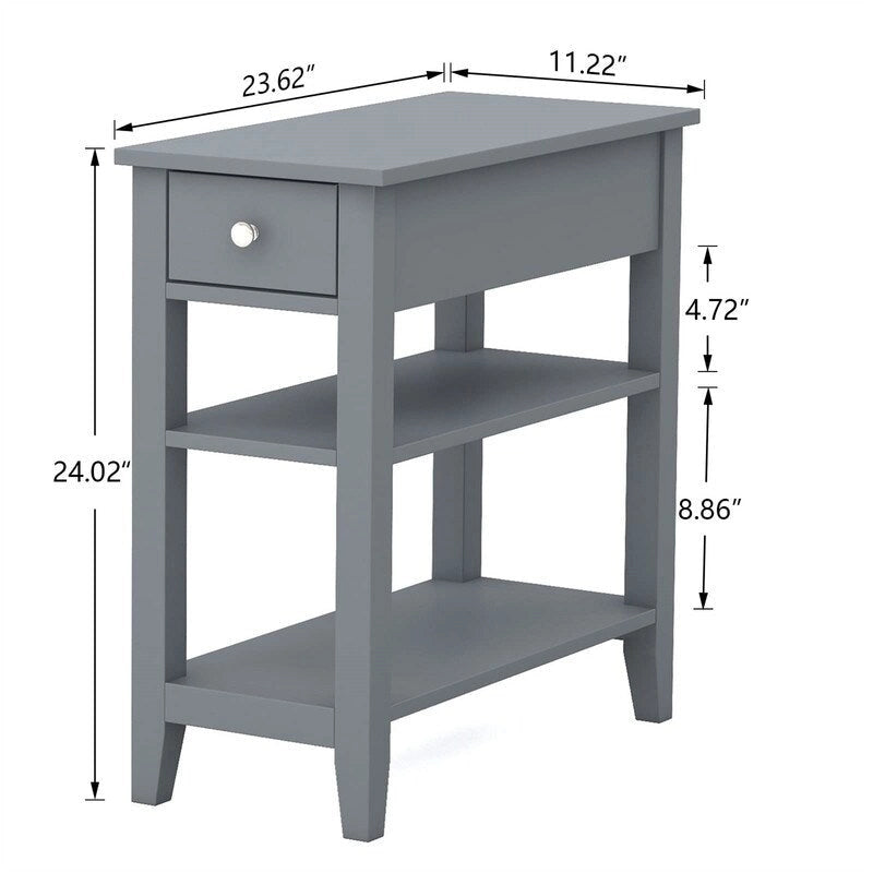 Table d'appoint étroite avec tiroir et étagère - 11,22P x 23,62L x 24,02H