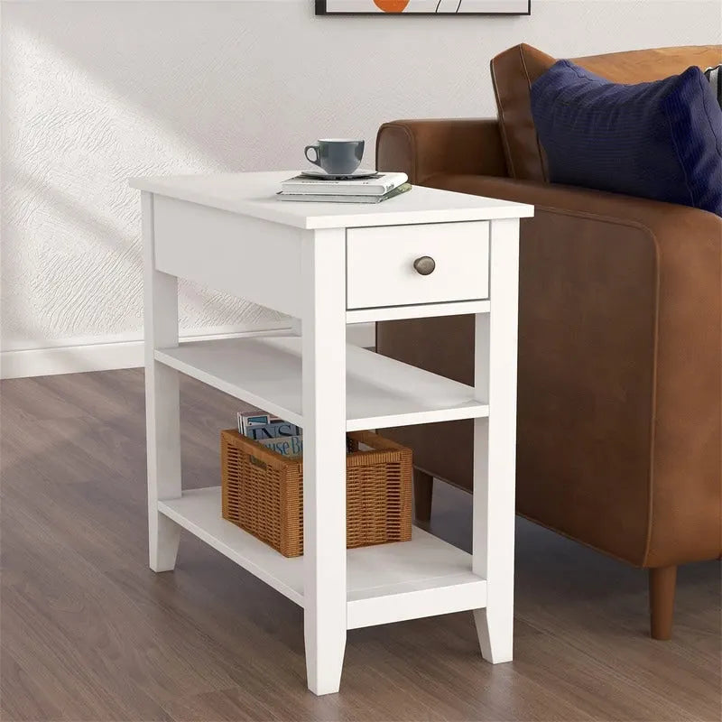 Table d'appoint étroite avec tiroir et étagère - 11,22P x 23,62L x 24,02H