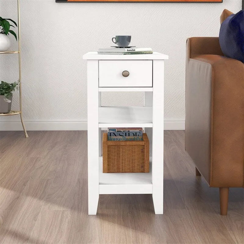 Table d'appoint étroite avec tiroir et étagère - 11,22P x 23,62L x 24,02H