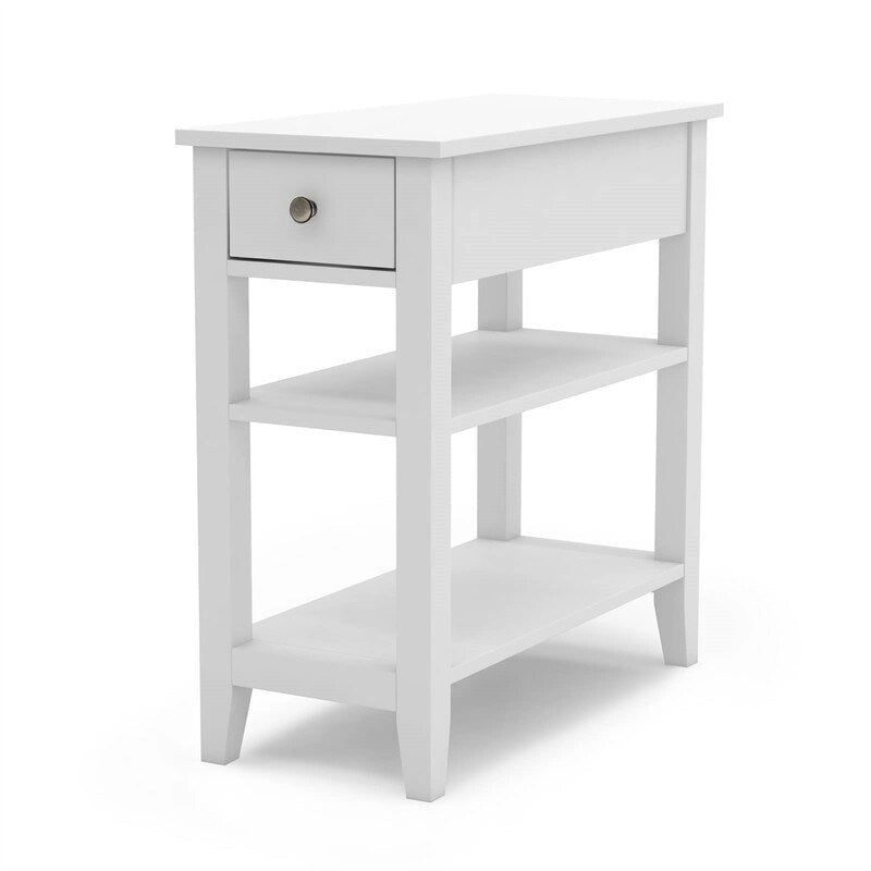 Table d'appoint étroite avec tiroir et étagère - 11,22P x 23,62L x 24,02H