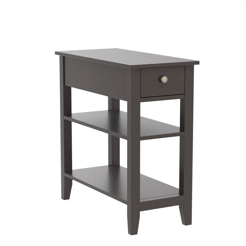 Table d'appoint étroite avec tiroir et étagère - 11,22P x 23,62L x 24,02H