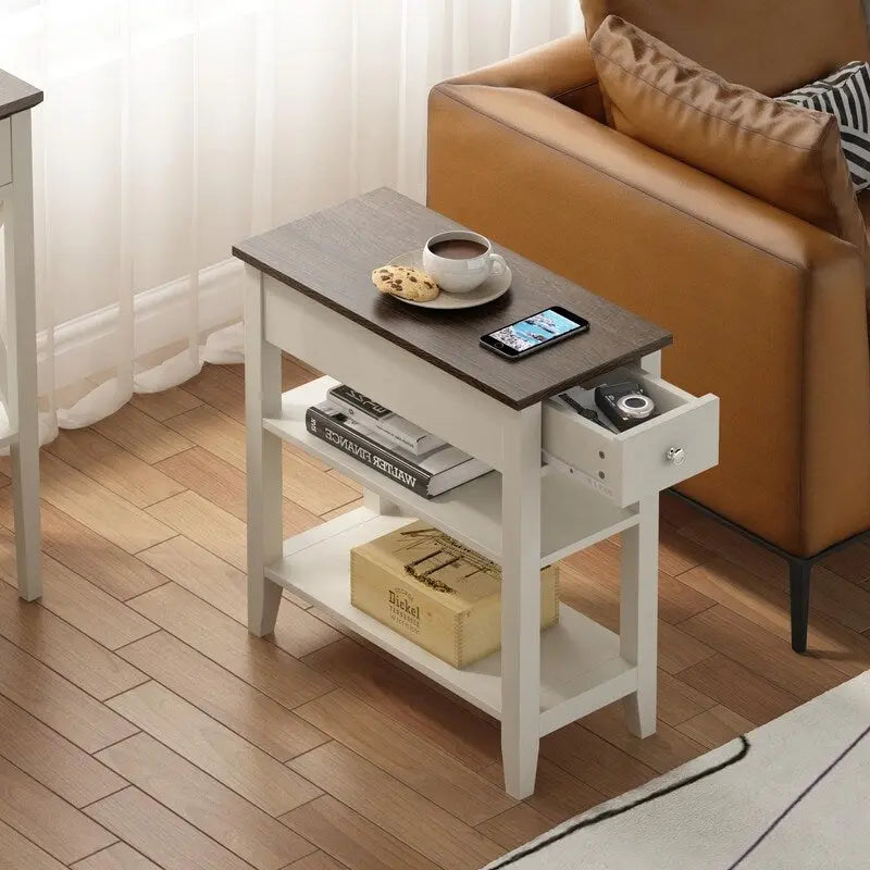 Table d'appoint étroite avec tiroir et étagère - 11,22P x 23,62L x 24,02H