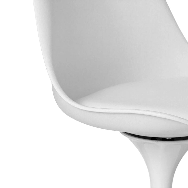 Chaise d'appoint pivotante tulipe Mid-Century Modern avec assise confortable rembourrée, chaise d'appoint accent en polypropylène blanc