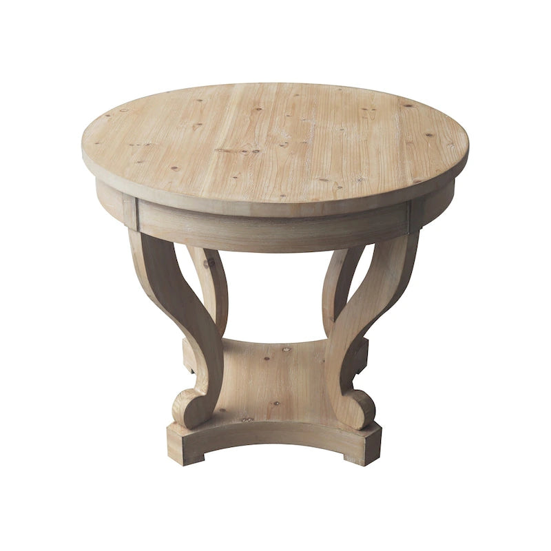 Table à manger ronde de petite taille style ferme avec pieds courbés