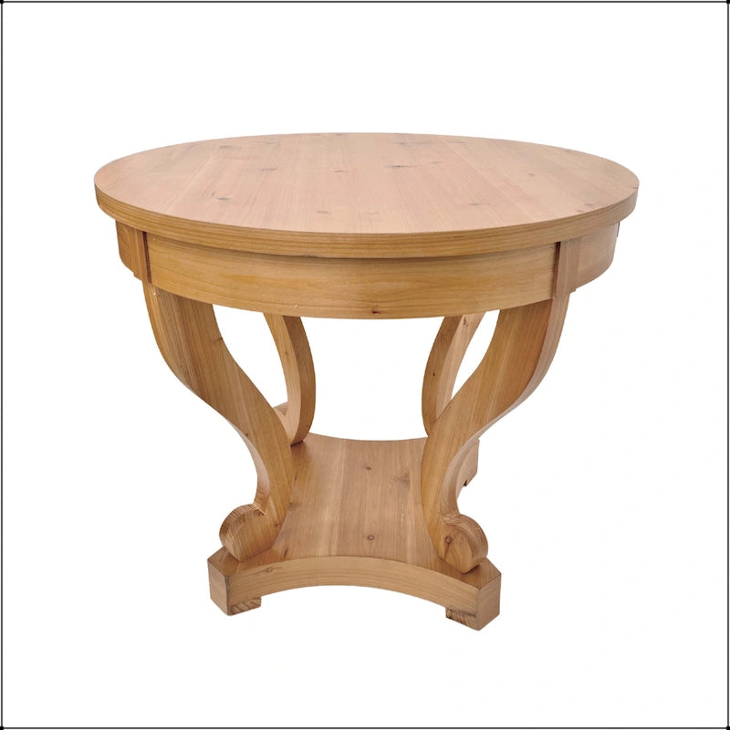 Table à manger ronde de petite taille style ferme avec pieds courbés