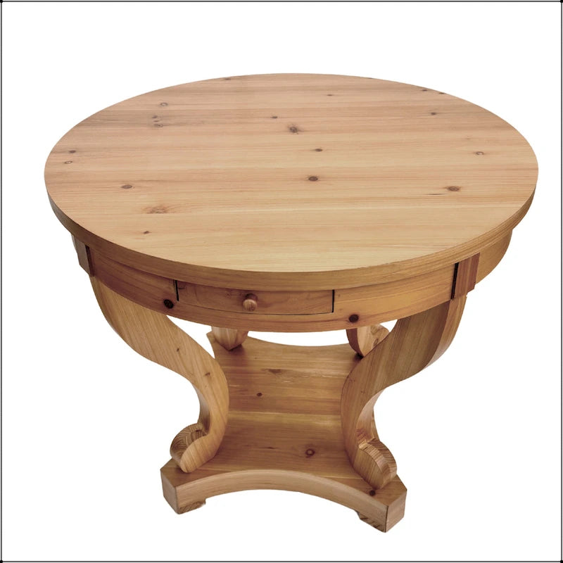 Table à manger ronde de petite taille style ferme avec pieds courbés