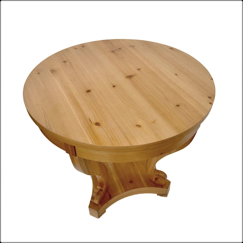 Table à manger ronde de petite taille style ferme avec pieds courbés