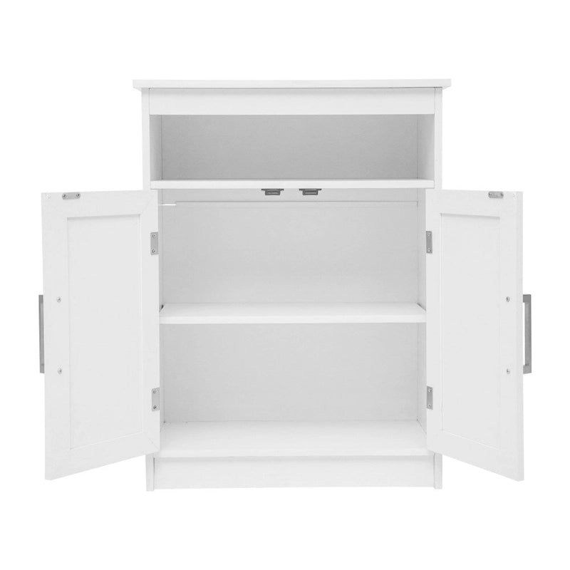 Organisateur de rangement au sol avec portes à fermeture magnétique et étagères