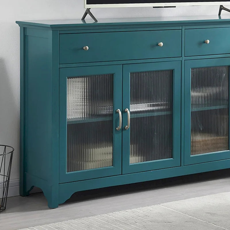 Meuble TV, buffet de rangement, bahut avec porte vitrée et étagères réglables