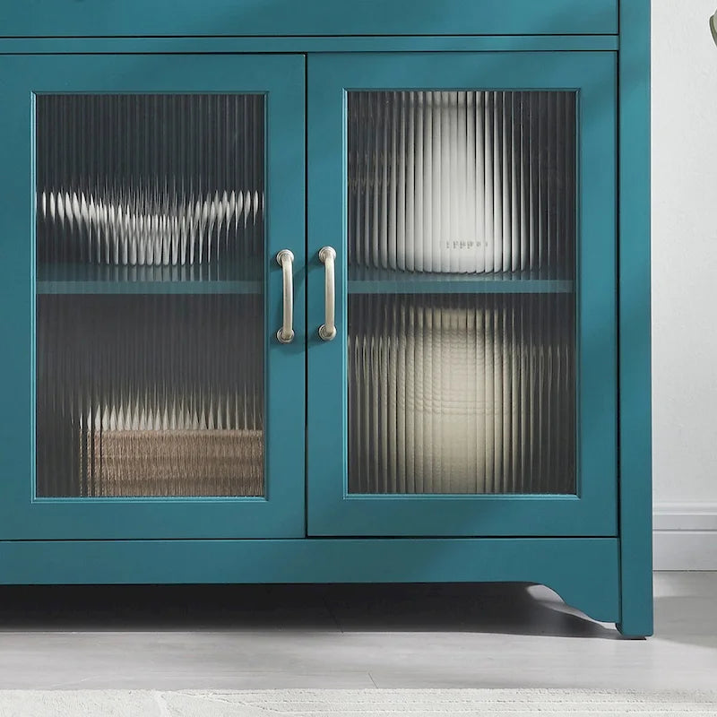 Meuble TV, buffet de rangement, bahut avec porte vitrée et étagères réglables