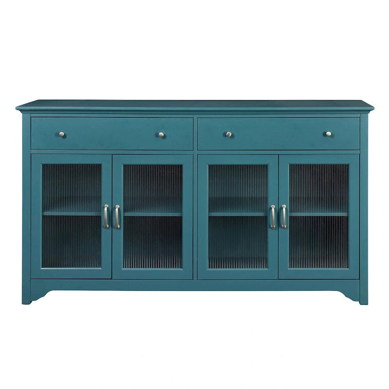 Meuble TV, buffet de rangement, bahut avec porte vitrée et étagères réglables