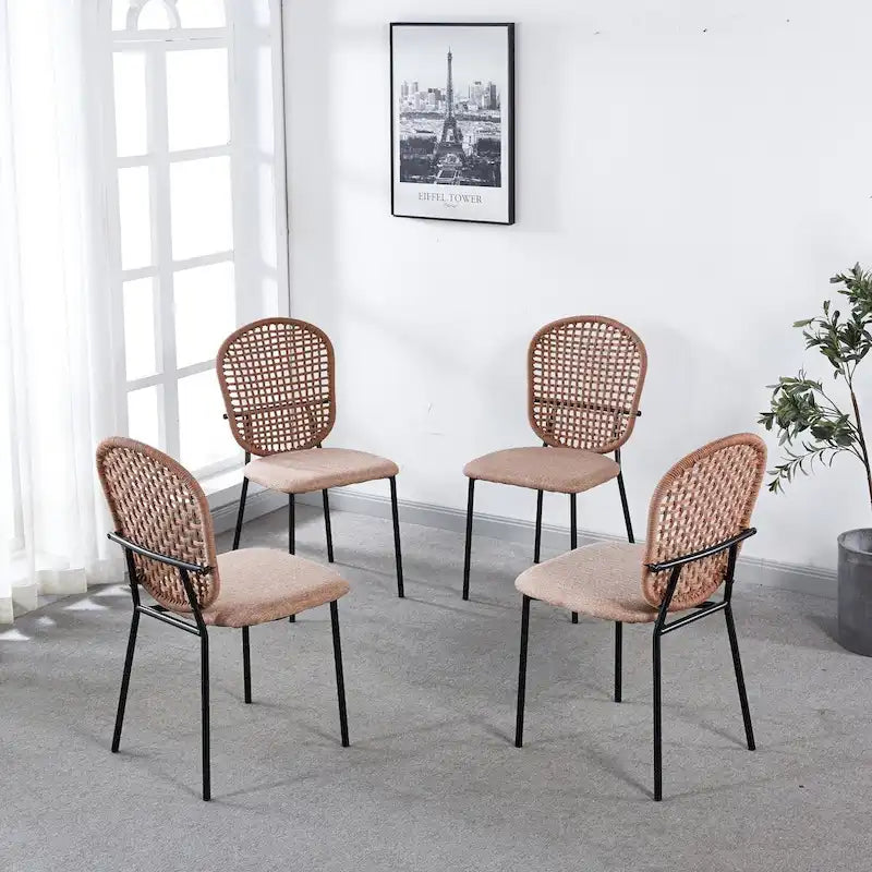 Lot de 4 chaises de salle à manger rembourrées avec pieds en métal