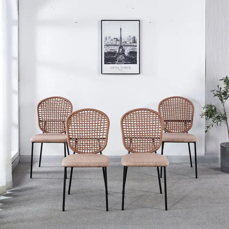 Lot de 4 chaises de salle à manger rembourrées avec pieds en métal